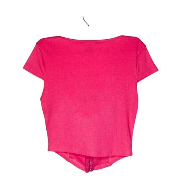 FOREVER 21 Rib-Knit Pink Corset Crop Top - Size Small - Picture 4 of 6